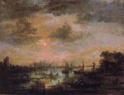 Aert van der Neer Fishing by moonlight oil painting picture wholesale